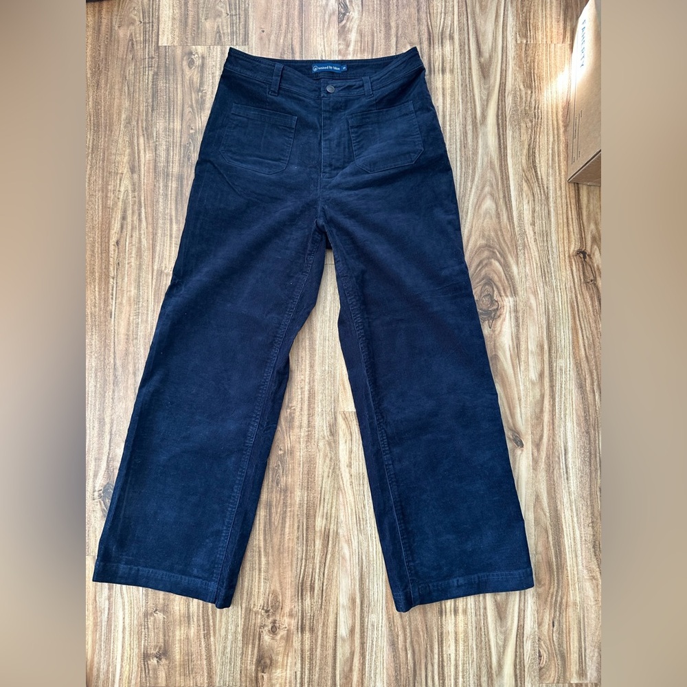 United by Blue navy corduroy high waist wide leg pants organic cotton